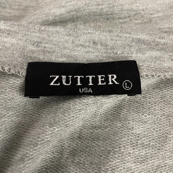 ZUTTER GRAY FRENCH TERRY "I WILLIE LOVE YOU" LONG SLEEVE TUNIC TOP LARGE - Picture 9 of 10